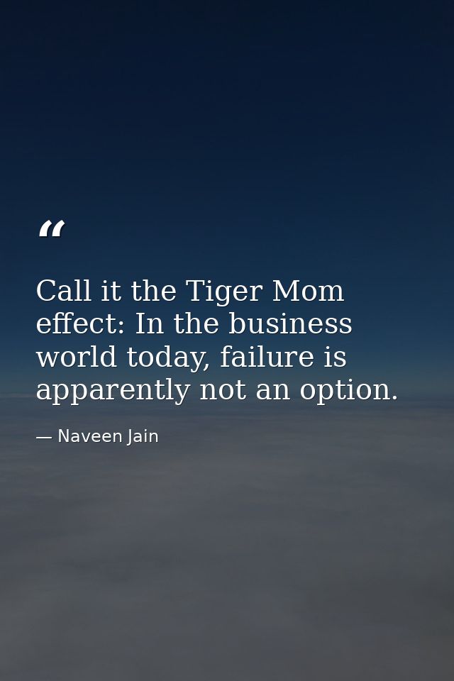 Call it the Tiger Mom effect: In the business world today, failure is apparently not an option. — Naveen Jain