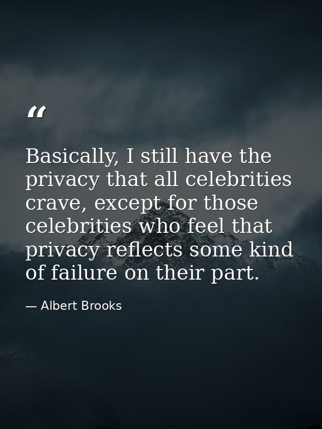 Basically, I still have the privacy that all celebrities crave, except for those celebrities who feel that privacy refle — Albert Brooks