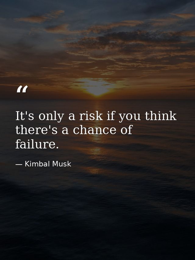 It's only a risk if you think there's a chance of failure. — Kimbal Musk