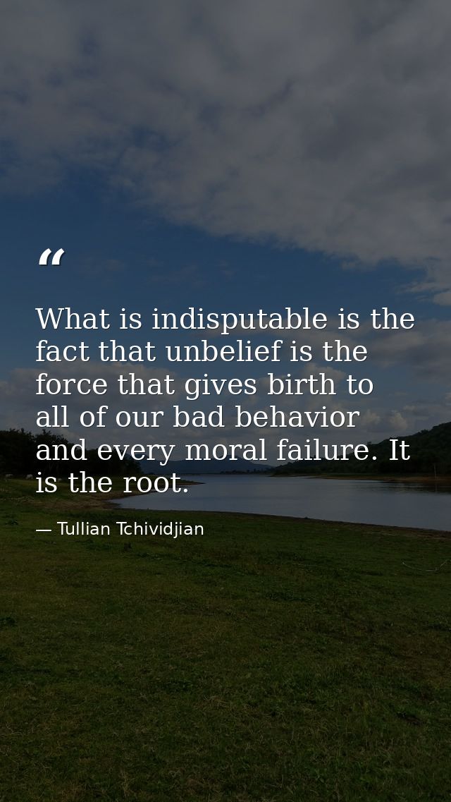 What is indisputable is the fact that unbelief is the force that gives birth to all of our bad behavior and every moral  — Tullian Tchividjian