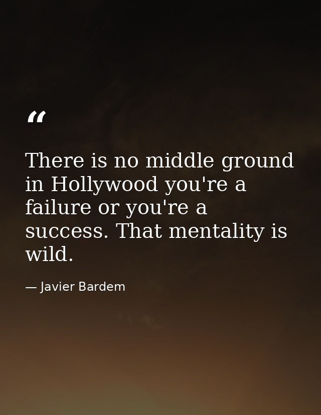 There is no middle ground in Hollywood you're a failure or you're a success. That mentality is wild. — Javier Bardem