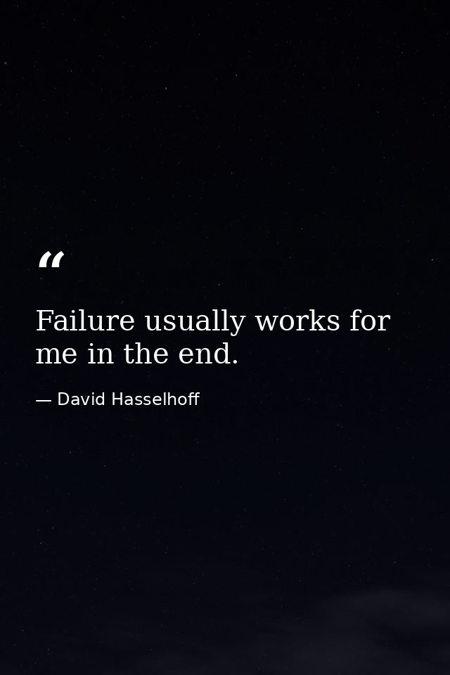 Failure usually works for me in the end. — David Hasselhoff