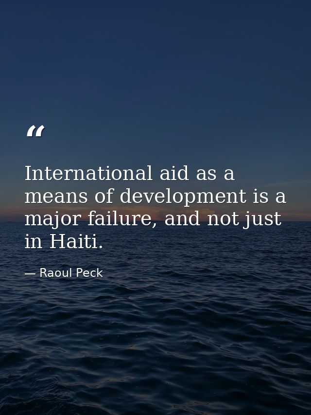 International aid as a means of development is a major failure, and not just in Haiti. — Raoul Peck
