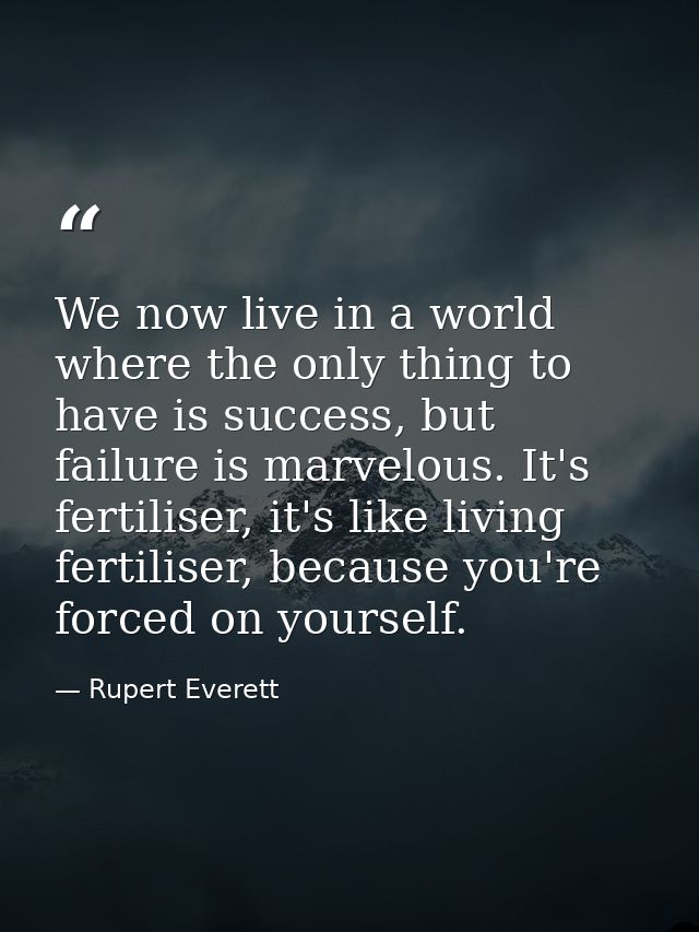 We now live in a world where the only thing to have is success, but failure is marvelous. It's fertiliser, it's like liv — Rupert Everett