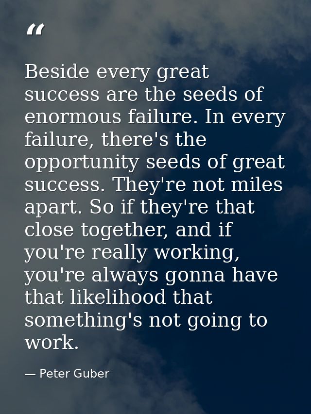 Beside every great success are the seeds of enormous failure. In every failure, there's the opportunity seeds of great s — Peter Guber
