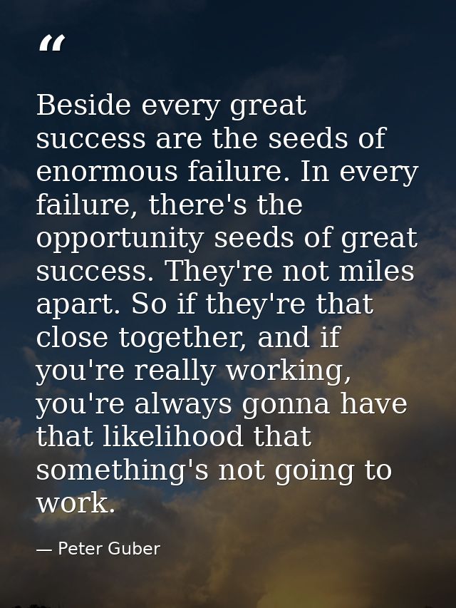Beside every great success are the seeds of enormous failure. In every failure, there's the opportunity seeds of great s — Peter Guber
