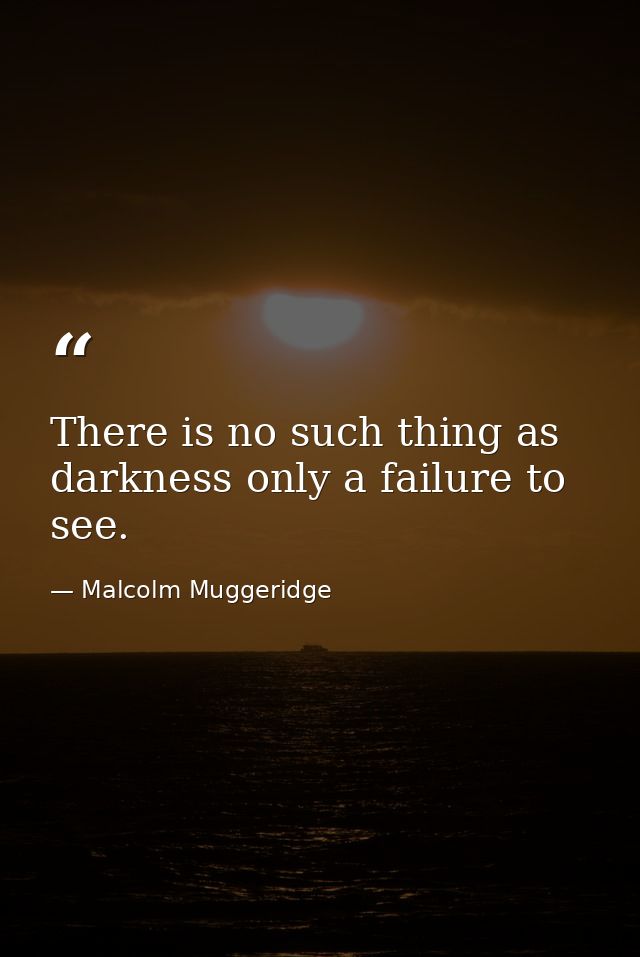 There is no such thing as darkness only a failure to see. — Malcolm Muggeridge