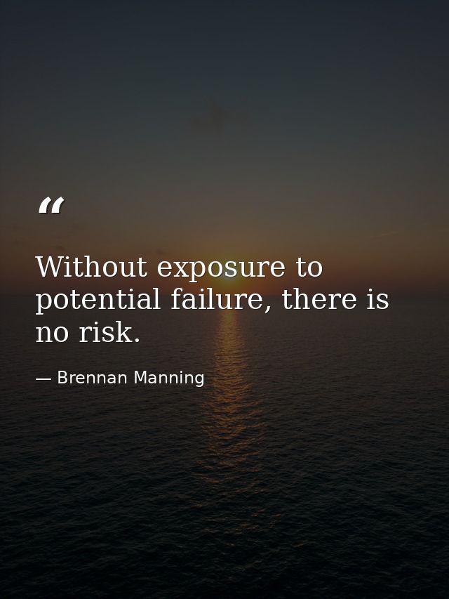 Without exposure to potential failure, there is no risk. — Brennan Manning