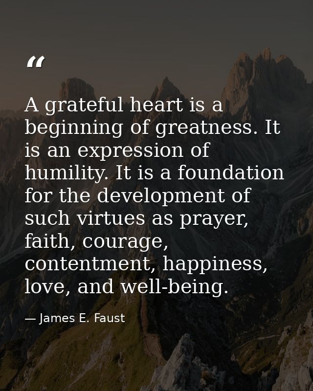 A grateful heart is a beginning of greatness. It is an expression of humility. It is a foundation for the development of — James E. Faust