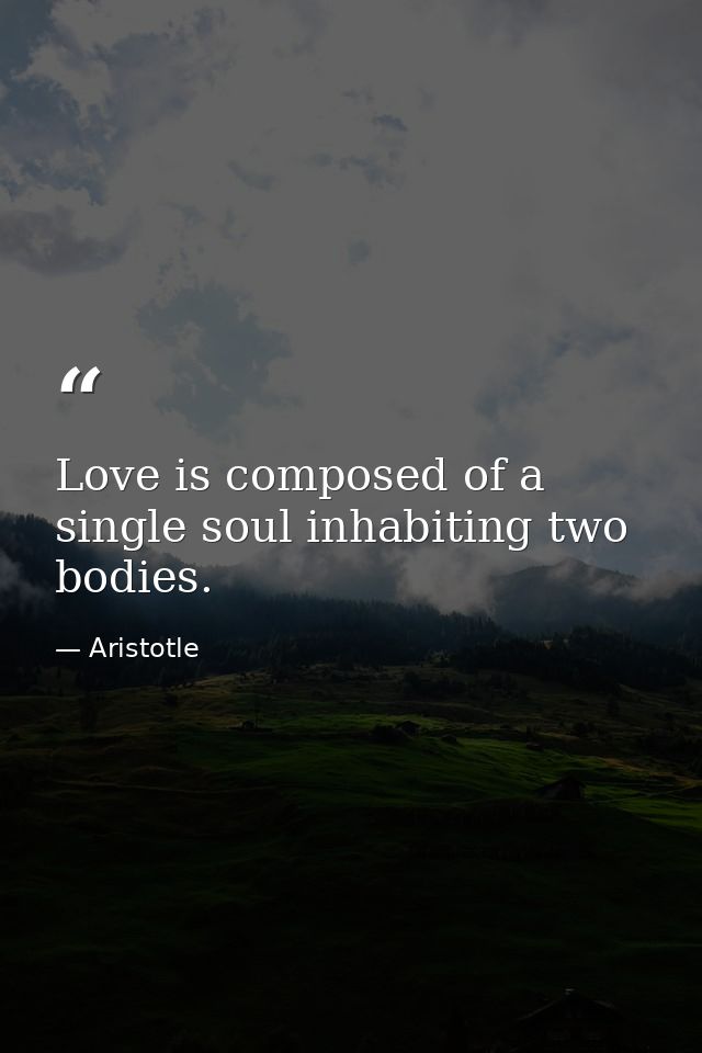 Love is composed of a single soul inhabiting two bodies. — Aristotle