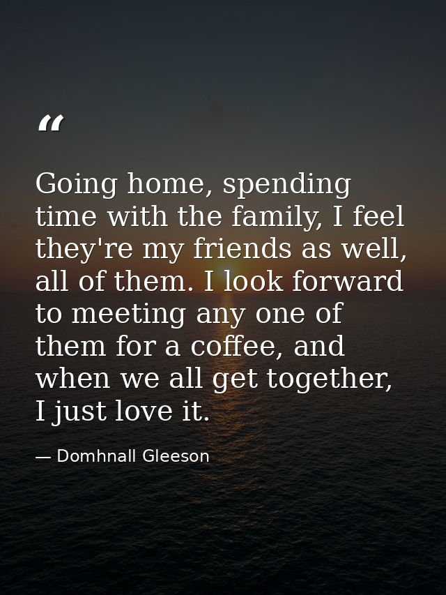 Going home, spending time with the family, I feel they're my friends as well, all of them. I look forward to meeting any — Domhnall Gleeson