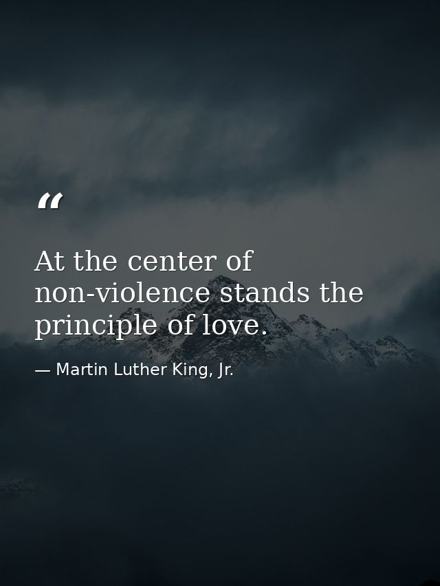 At the center of non-violence stands the principle of love. — Martin Luther King, Jr.