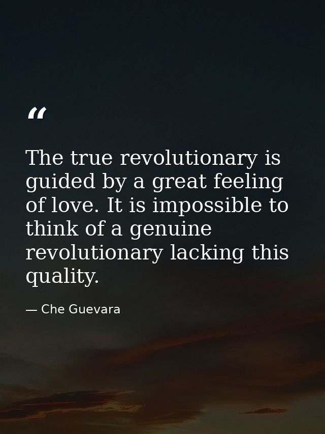 The true revolutionary is guided by a great feeling of love. It is impossible to think of a genuine revolutionary lackin — Che Guevara