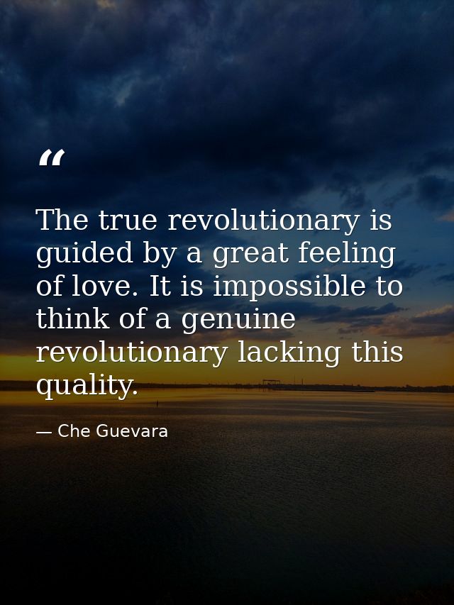 The true revolutionary is guided by a great feeling of love. It is impossible to think of a genuine revolutionary lackin — Che Guevara