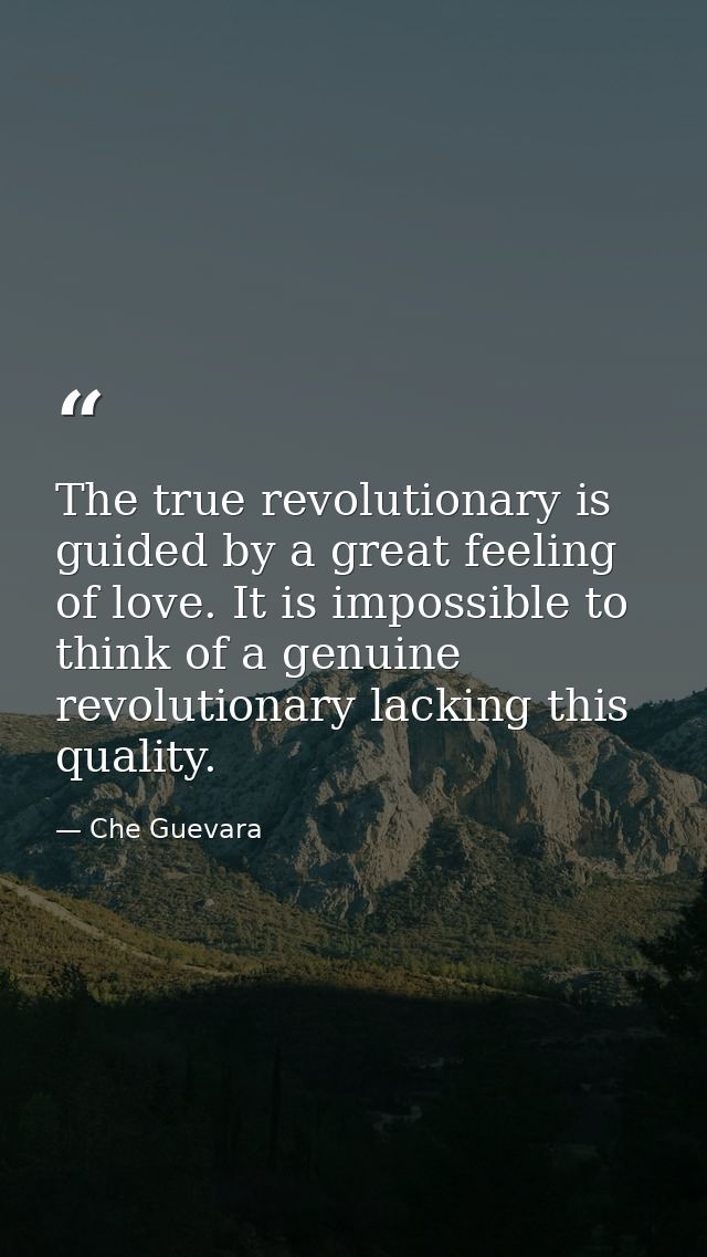 The true revolutionary is guided by a great feeling of love. It is impossible to think of a genuine revolutionary lackin — Che Guevara