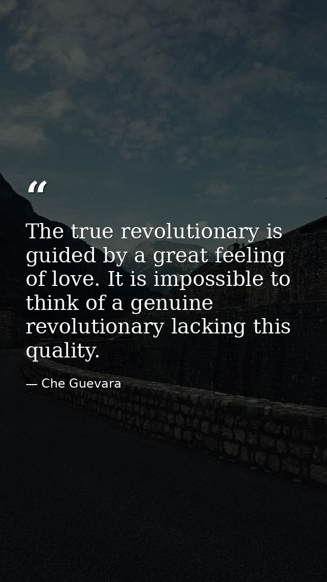 The true revolutionary is guided by a great feeling of love. It is impossible to think of a genuine revolutionary lackin — Che Guevara