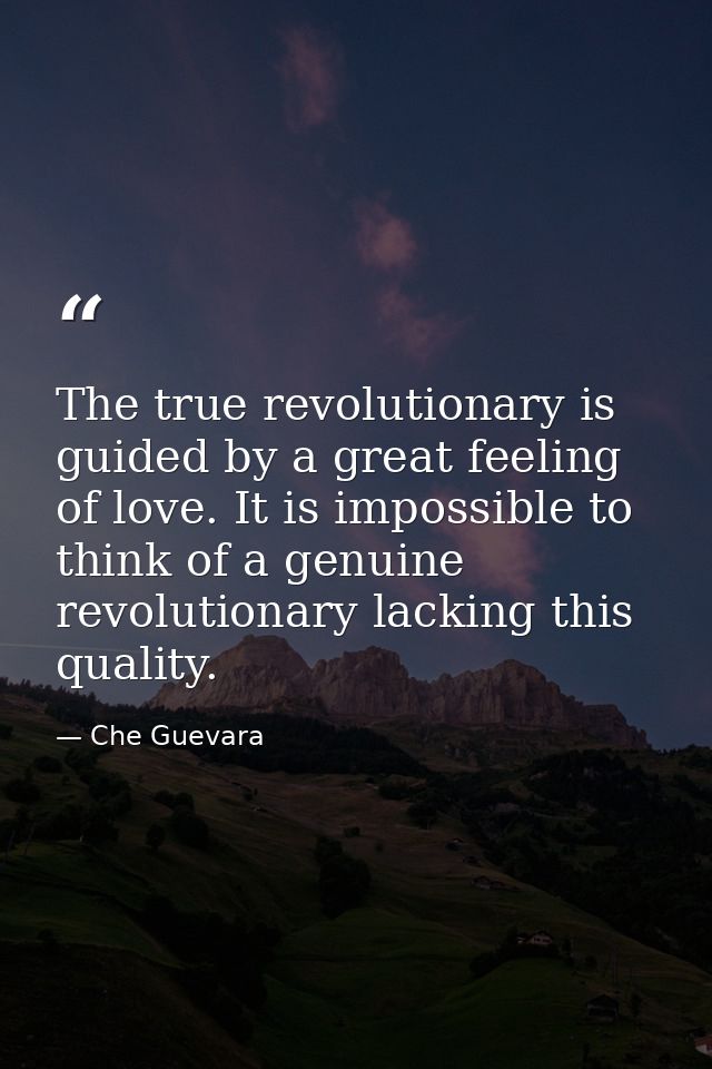 The true revolutionary is guided by a great feeling of love. It is impossible to think of a genuine revolutionary lackin — Che Guevara