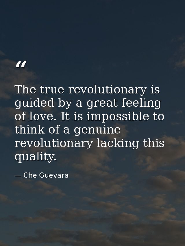 The true revolutionary is guided by a great feeling of love. It is impossible to think of a genuine revolutionary lackin — Che Guevara