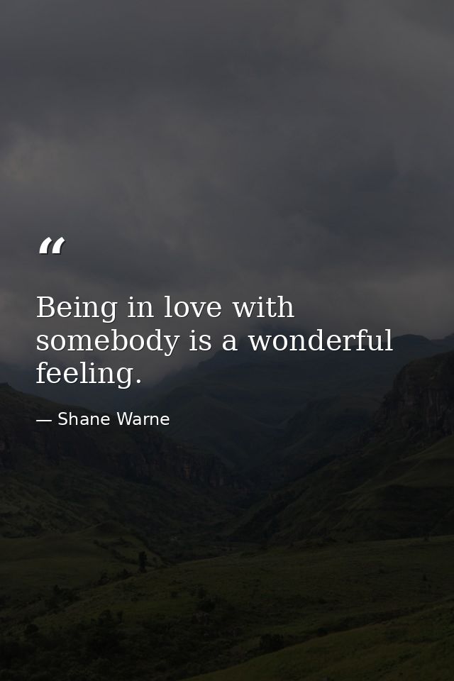 Being in love with somebody is a wonderful feeling. — Shane Warne
