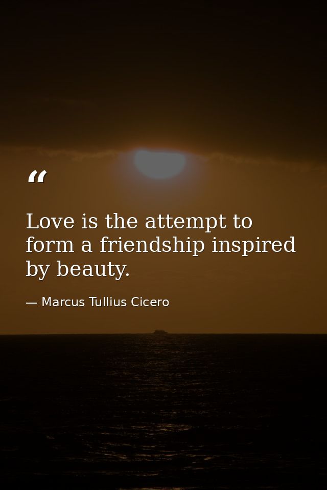 Love is the attempt to form a friendship inspired by beauty. — Marcus Tullius Cicero