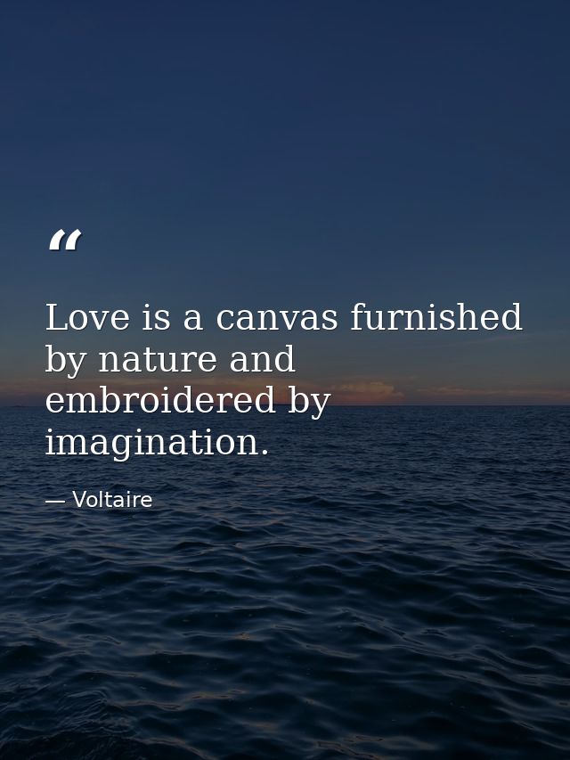 Love is a canvas furnished by nature and embroidered by imagination. — Voltaire