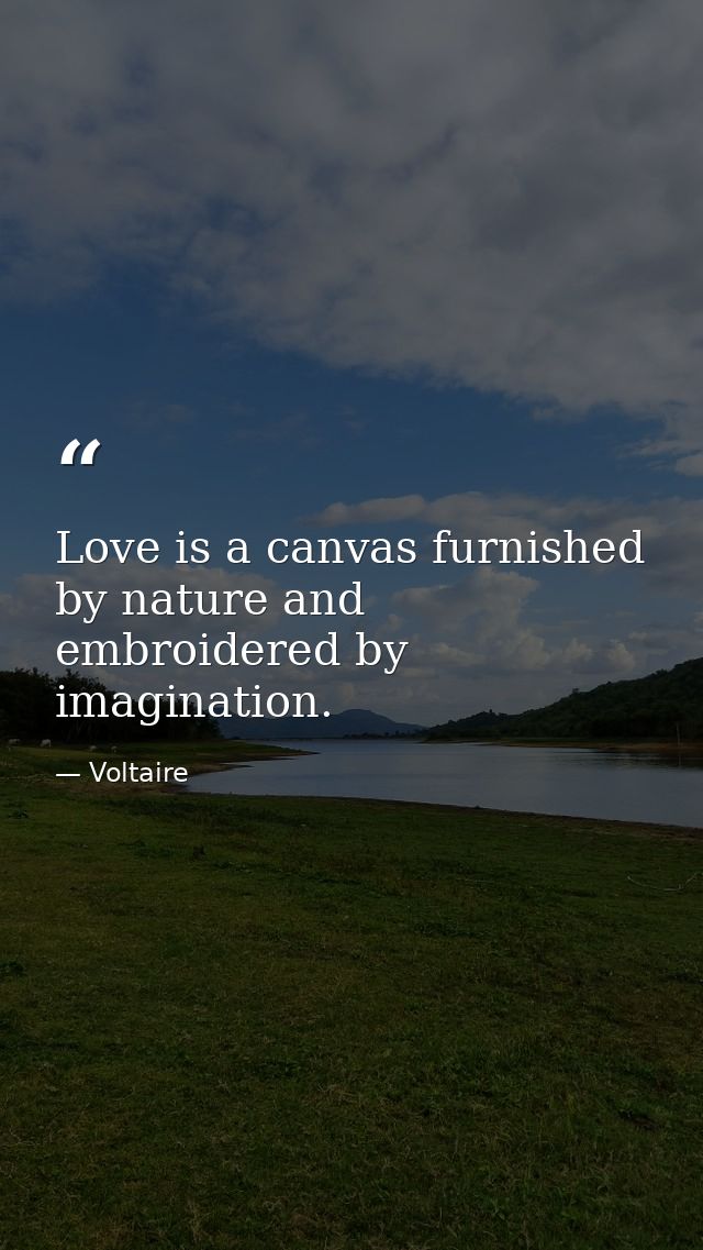 Love is a canvas furnished by nature and embroidered by imagination. — Voltaire