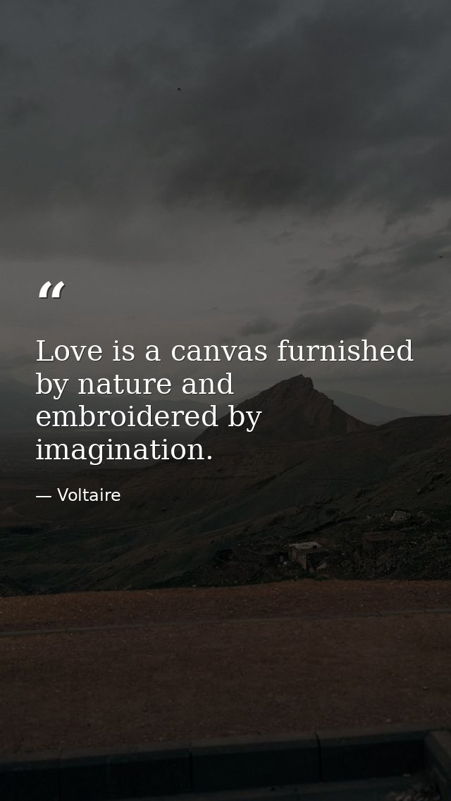 Love is a canvas furnished by nature and embroidered by imagination. — Voltaire