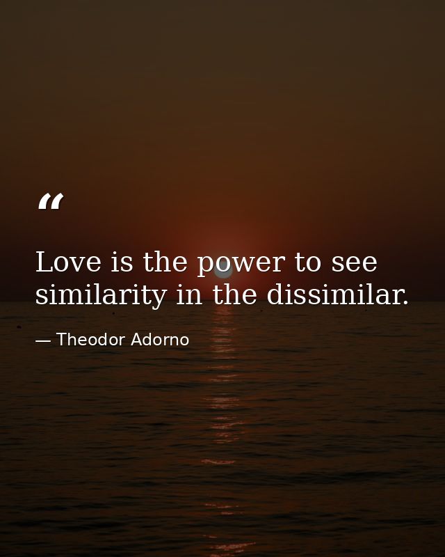 Love is the power to see similarity in the dissimilar. — Theodor Adorno