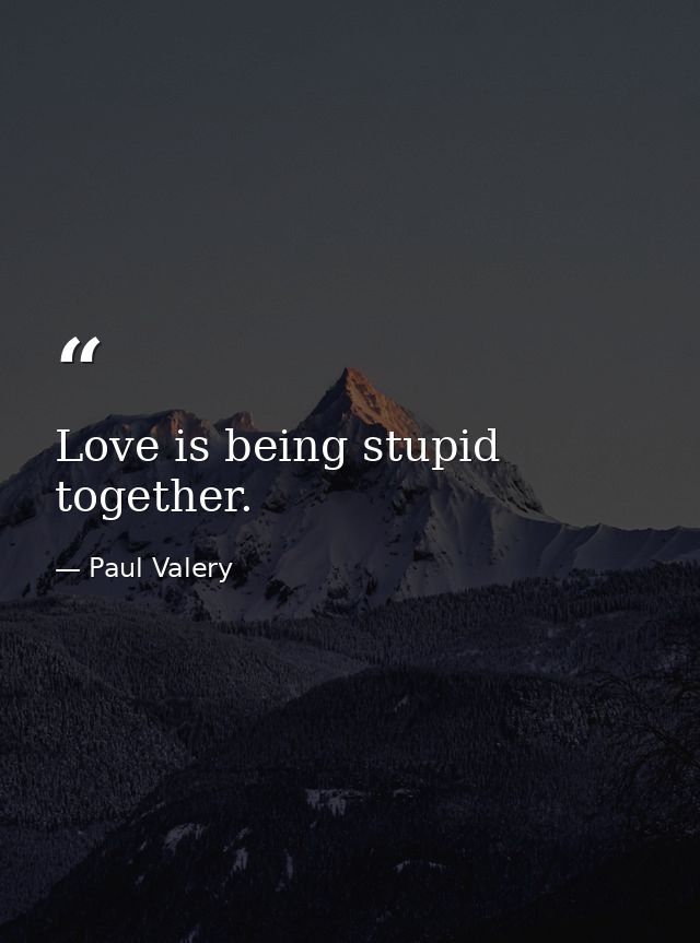 Love is being stupid together. — Paul Valery