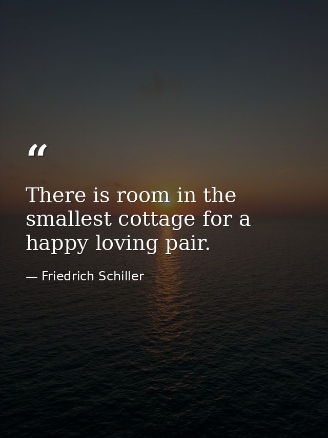 There is room in the smallest cottage for a happy loving pair. — Friedrich Schiller