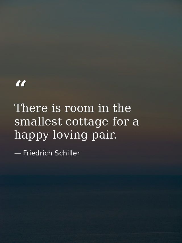 There is room in the smallest cottage for a happy loving pair. — Friedrich Schiller