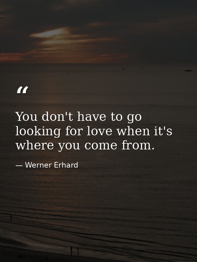 You don't have to go looking for love when it's where you come from. — Werner Erhard