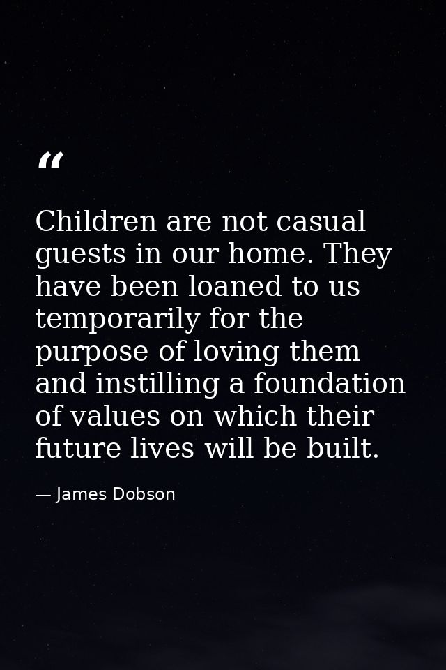 Children are not casual guests in our home. They have been loaned to us temporarily for the purpose of loving them and i — James Dobson
