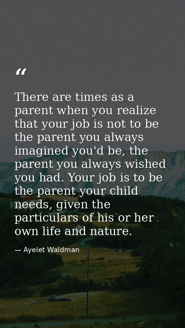 There are times as a parent when you realize that your job is not to be the parent you always imagined you'd be, the par — Ayelet Waldman