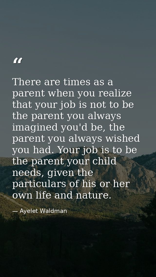 There are times as a parent when you realize that your job is not to be the parent you always imagined you'd be, the par — Ayelet Waldman
