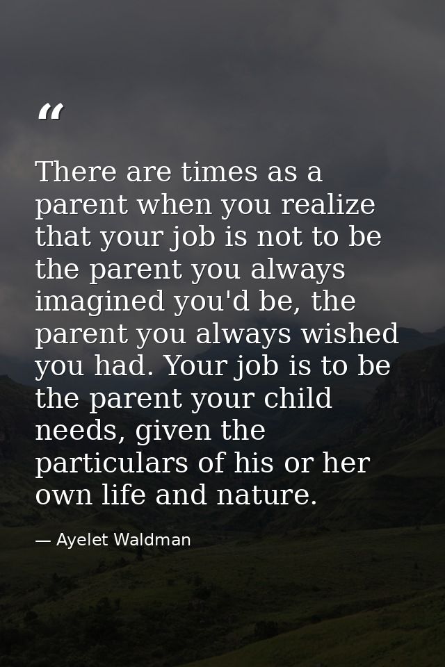 There are times as a parent when you realize that your job is not to be the parent you always imagined you'd be, the par — Ayelet Waldman