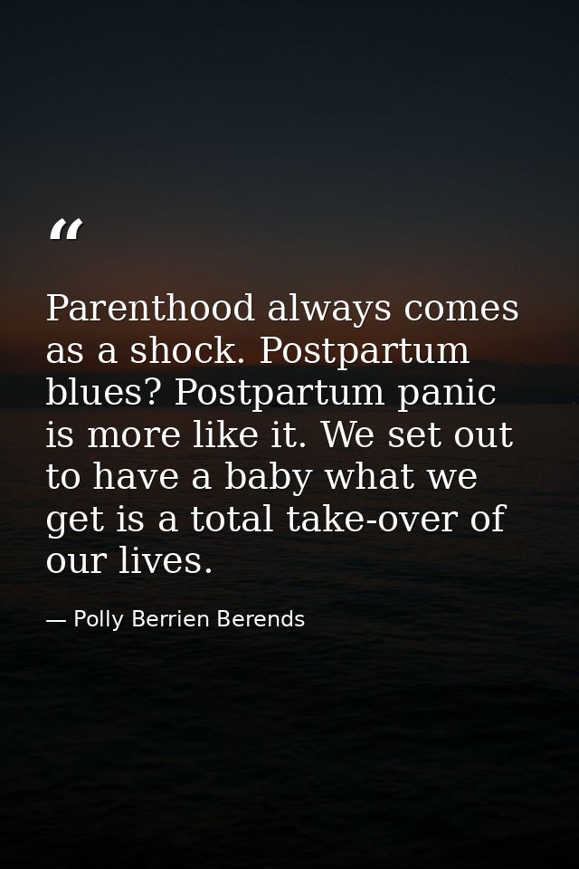 Parenthood always comes as a shock. Postpartum blues? Postpartum panic is more like it. We set out to have a baby what w — Polly Berrien Berends