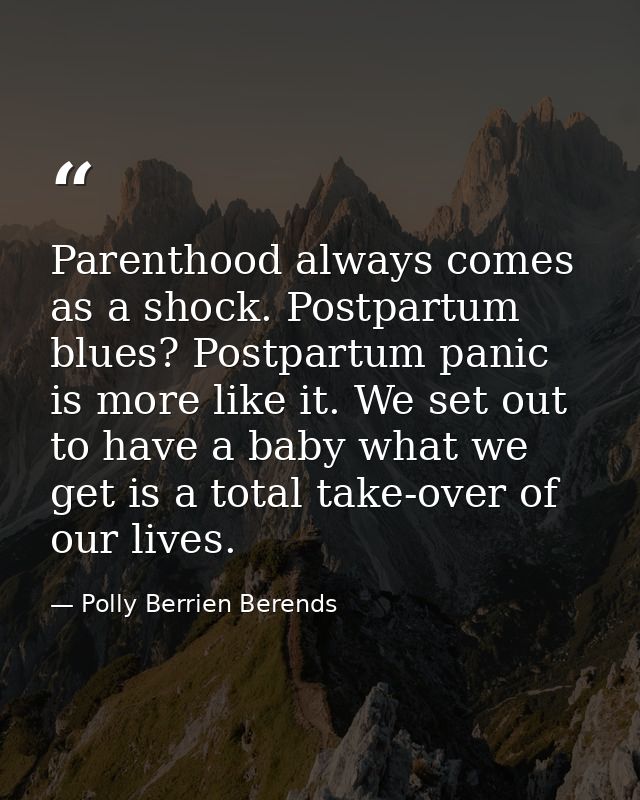 Parenthood always comes as a shock. Postpartum blues? Postpartum panic is more like it. We set out to have a baby what w — Polly Berrien Berends