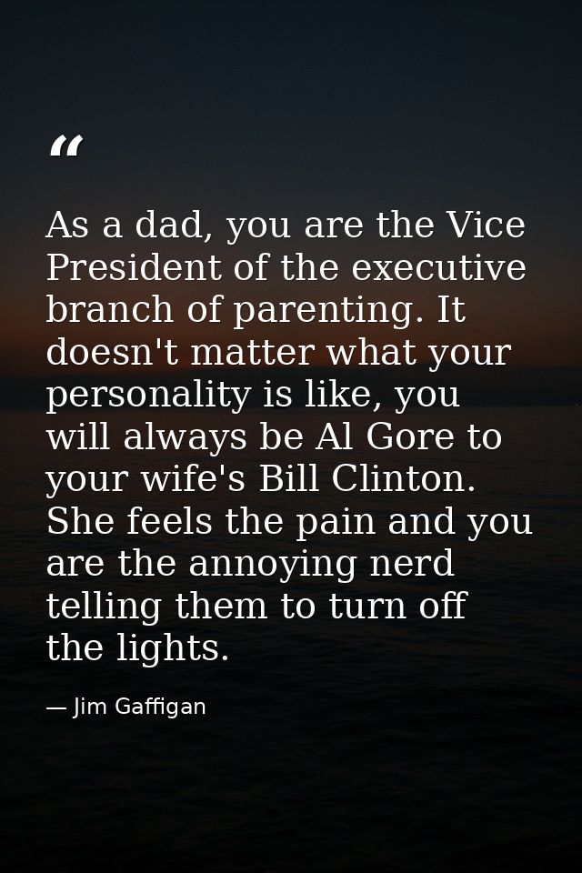 As a dad, you are the Vice President of the executive branch of parenting. It doesn't matter what your personality is li — Jim Gaffigan