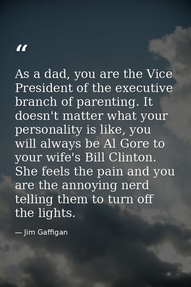 As a dad, you are the Vice President of the executive branch of parenting. It doesn't matter what your personality is li — Jim Gaffigan