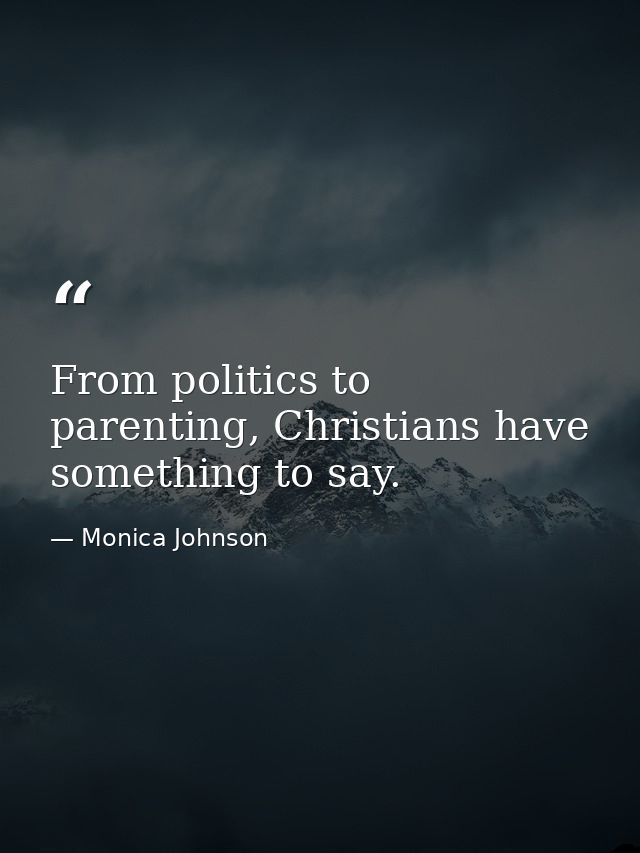 From politics to parenting, Christians have something to say. — Monica Johnson