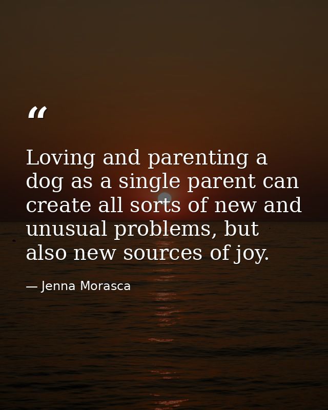 Loving and parenting a dog as a single parent can create all sorts of new and unusual problems, but also new sources of  — Jenna Morasca