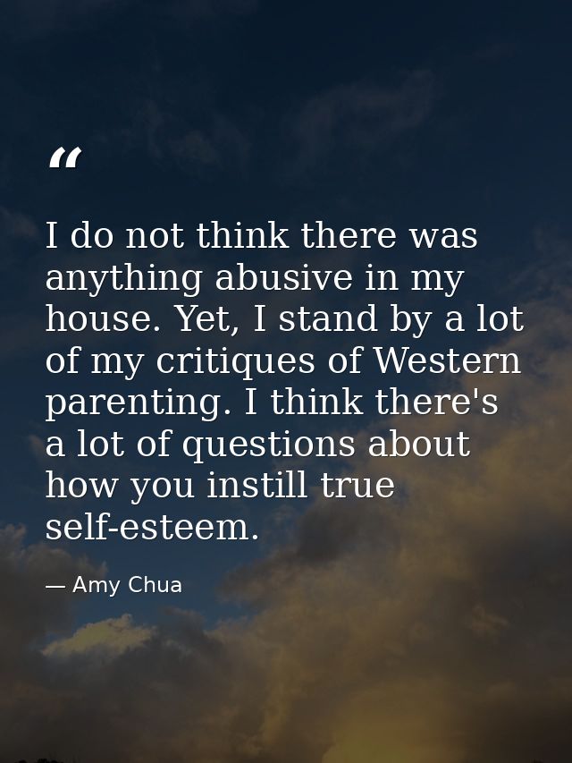 I do not think there was anything abusive in my house. Yet, I stand by a lot of my critiques of Western parenting. I thi — Amy Chua