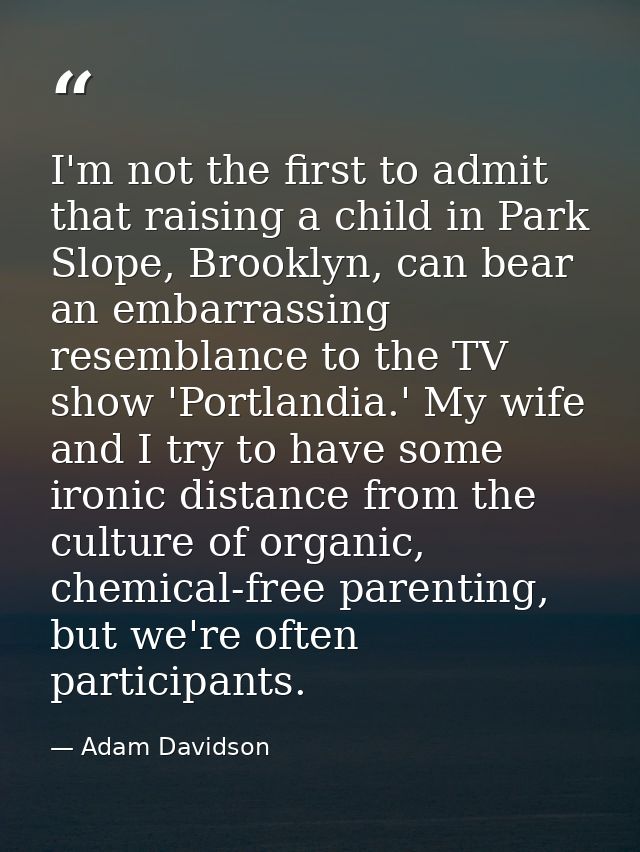 I'm not the first to admit that raising a child in Park Slope, Brooklyn, can bear an embarrassing resemblance to the TV  — Adam Davidson