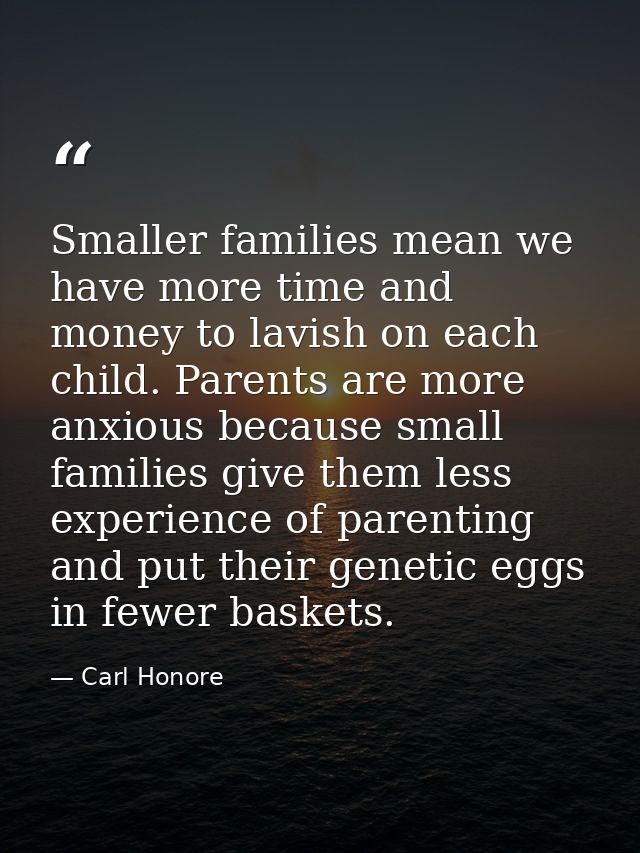 Smaller families mean we have more time and money to lavish on each child. Parents are more anxious because small famili — Carl Honore