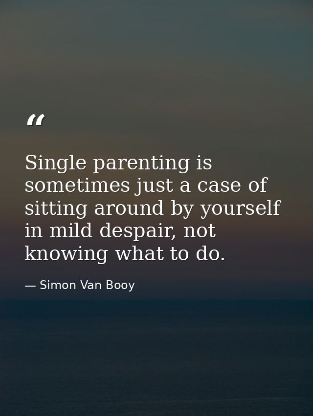 Single parenting is sometimes just a case of sitting around by yourself in mild despair, not knowing what to do. — Simon Van Booy