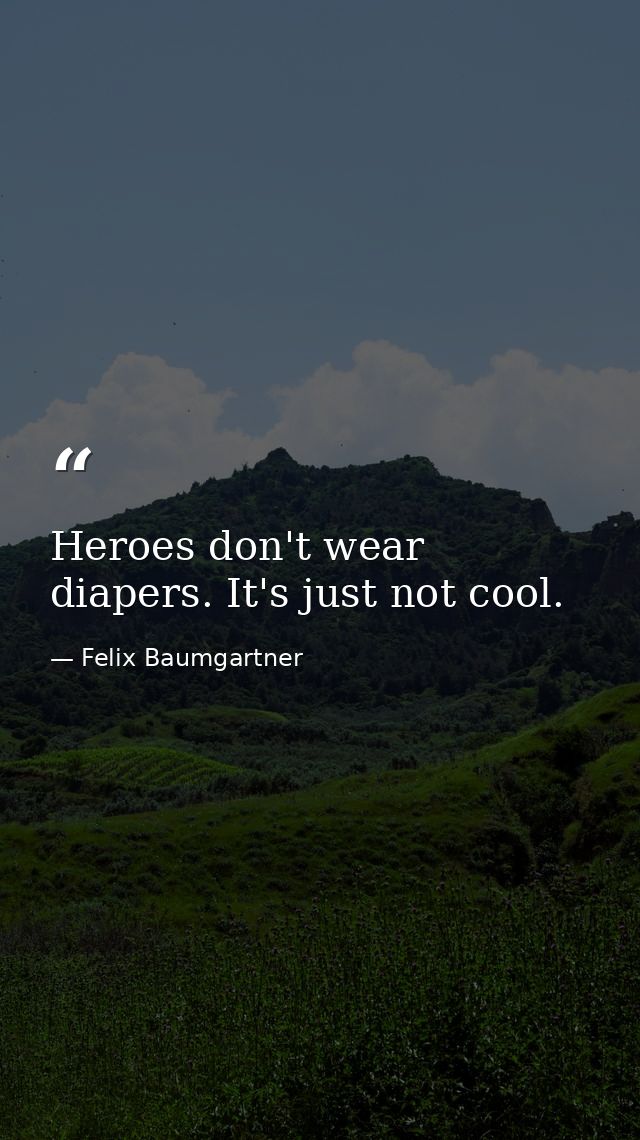 Heroes don't wear diapers. It's just not cool. — Felix Baumgartner