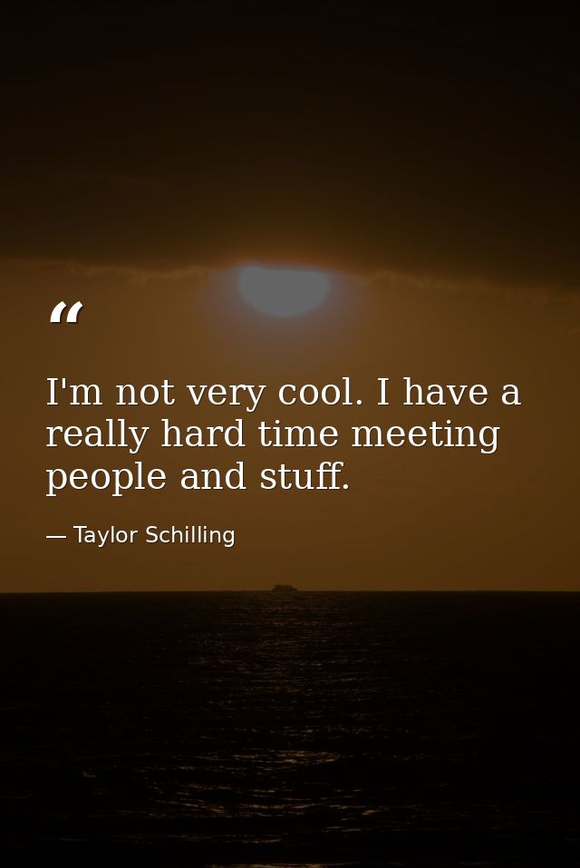 I'm not very cool. I have a really hard time meeting people and stuff. — Taylor Schilling