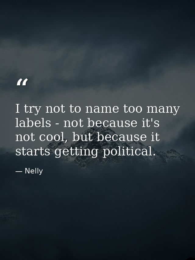 I try not to name too many labels - not because it's not cool, but because it starts getting political. — Nelly