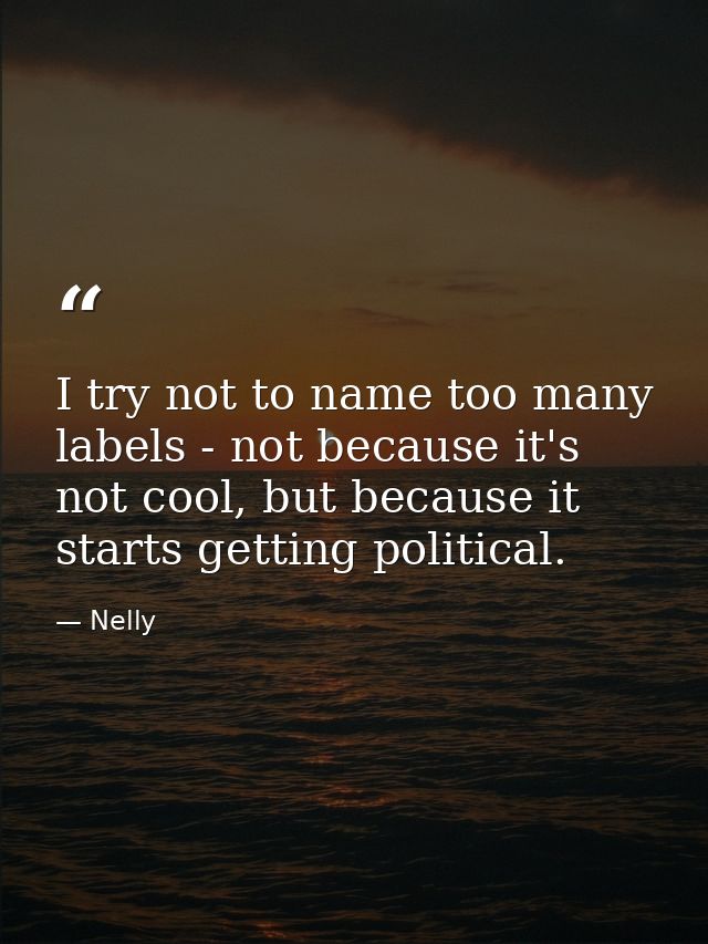 I try not to name too many labels - not because it's not cool, but because it starts getting political. — Nelly